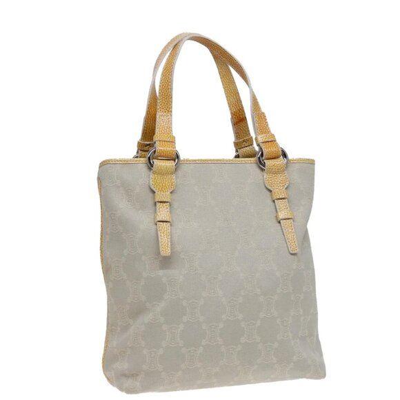 CELINE Macadam Canvas Tote Bag Yellow Light Blue Auth bs15626V - Picture 1 of 15